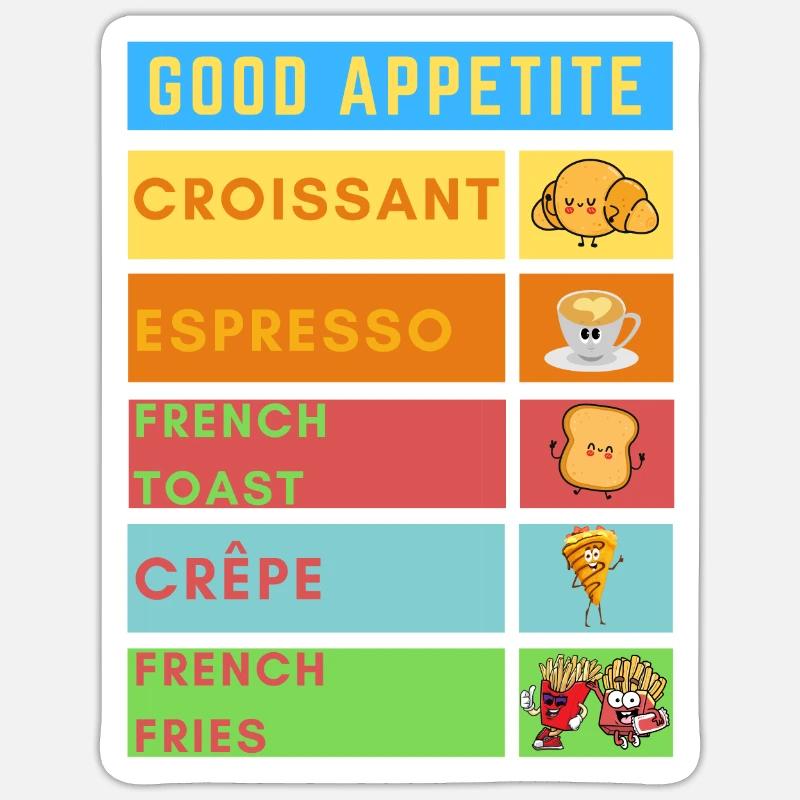 Bon appetit menu pour le petit déjeuner - Sticker taille S (10 x 10 cm) - blanc mat