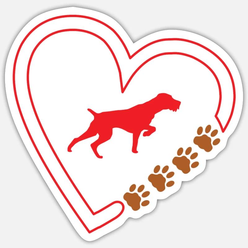 Hunde Deutsch Drahthaar Hundebesitzer - Sticker Größe S (10 x 10 cm) - Mattweiß