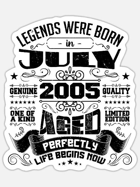 2005 Juli Geburtstagsgeschenk Juli 2005 - Sticker Größe S (10 x 10 cm) - Mattweiß