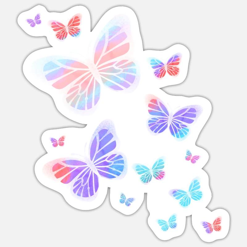 Papillon Papillons Papillon Nature - Sticker taille S (10 x 10 cm) - blanc mat