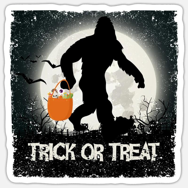 Lustige Halloween Bigfoot Trick oder behandeln Sticker Größe S (10 x 10 cm)