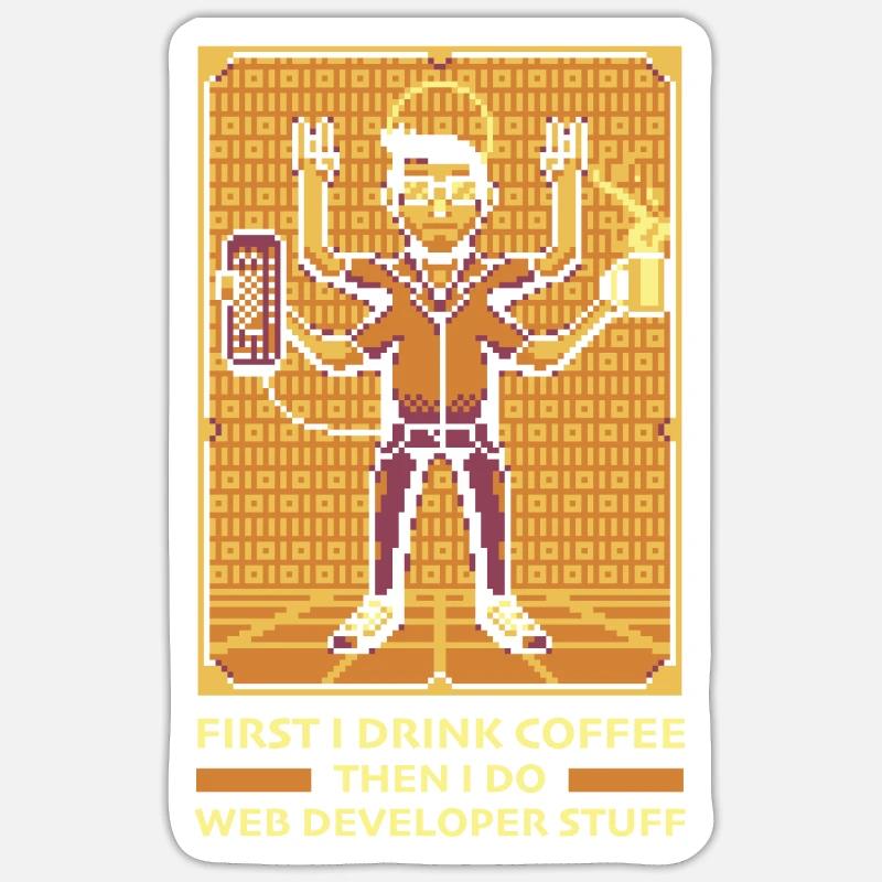Web Entwickler Webdeveloper Kaffee - Sticker Größe S (10 x 10 cm) - Mattweiß