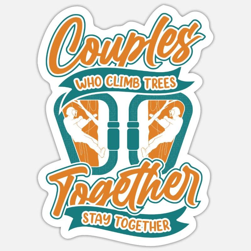 Baumpfleger Baumkletterer Arborist Paar - Sticker Größe S (10 x 10 cm) - Mattweiß