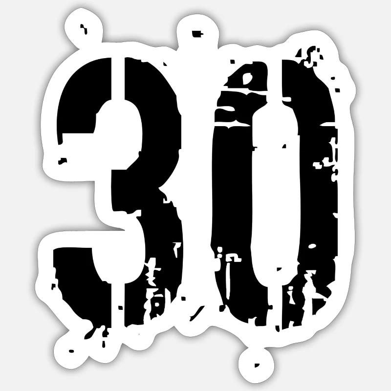 30 Number 30 - Sticker size S (10 x 10 cm) - white matte