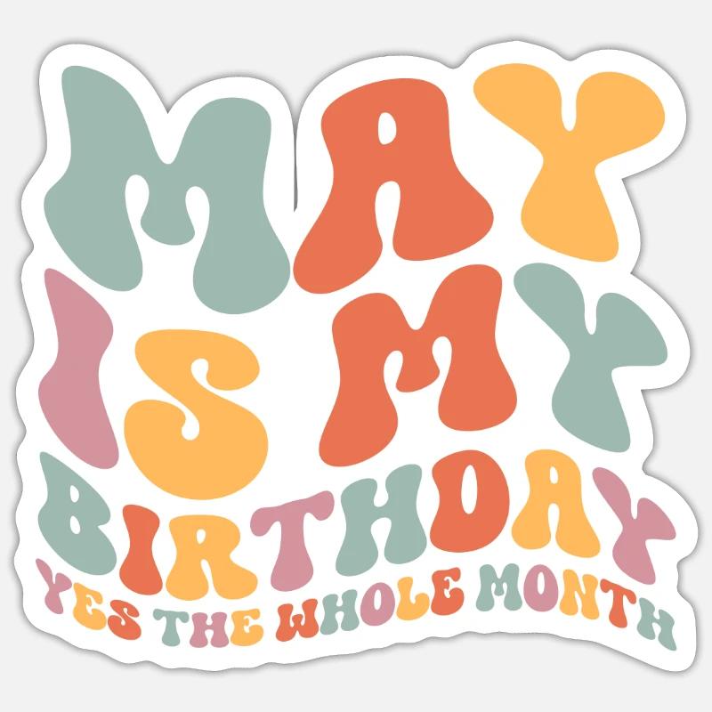 Mai Geburtstag - Sticker Größe S (10 x 10 cm) - Mattweiß