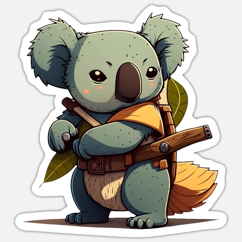Koala as samurai - Sticker size S (10 x 10 cm) - white matte