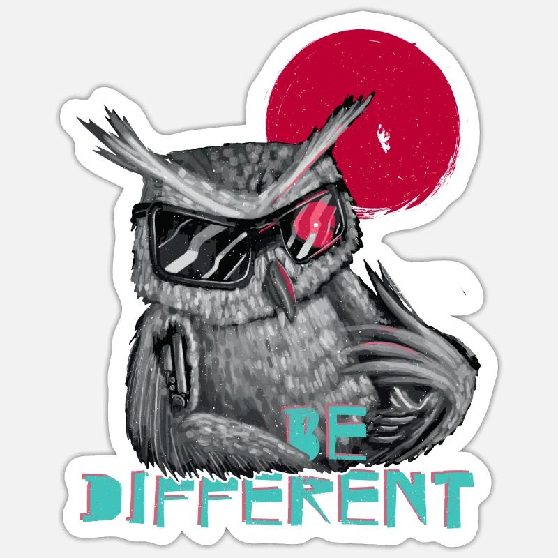 Be different Eule - einzigartig & besonders Sticker Größe S (10 x 10 cm)