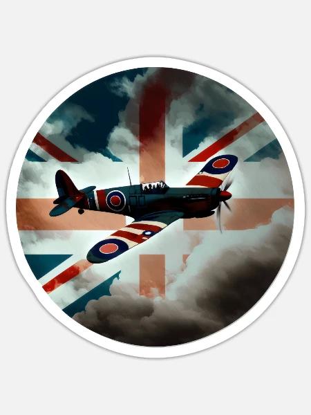 Spitfire Flugzeug Kampfflugzeug England UK - Sticker Größe S (10 x 10 cm) - Mattweiß