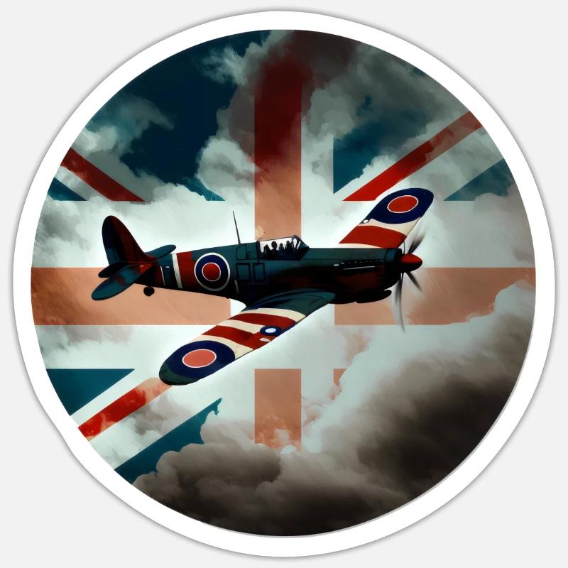 Spitfire Flugzeug Kampfflugzeug England UK - Sticker Größe S (10 x 10 cm) - Mattweiß