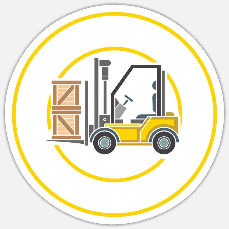 Gabelstaplerfahrer Lager Gabelstapler - Sticker Größe S (10 x 10 cm) - Mattweiß
