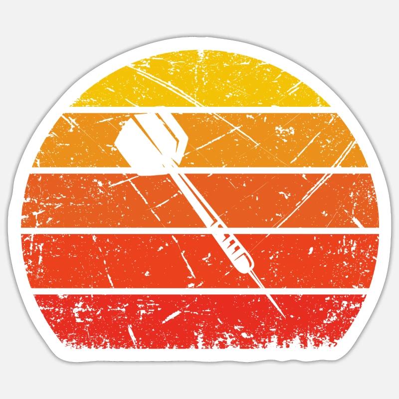 Retro Sonne 1 - Dart - - Sticker Größe S (10 x 10 cm) - Mattweiß
