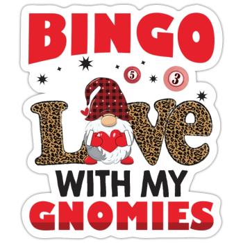 Bingo Liebe Mit Meinen Gnomies Leo Bingo - Sticker Größe S (10 x 10 cm) - Mattweiß - Vorne