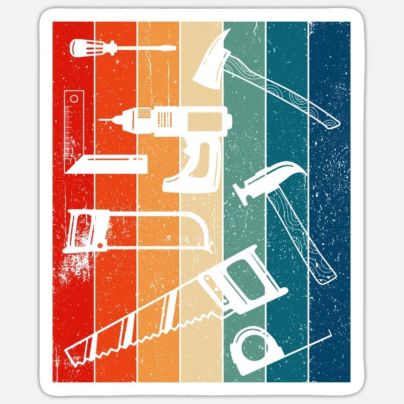 Retro Carpenter Tools Sticker Größe S (10 x 10 cm)