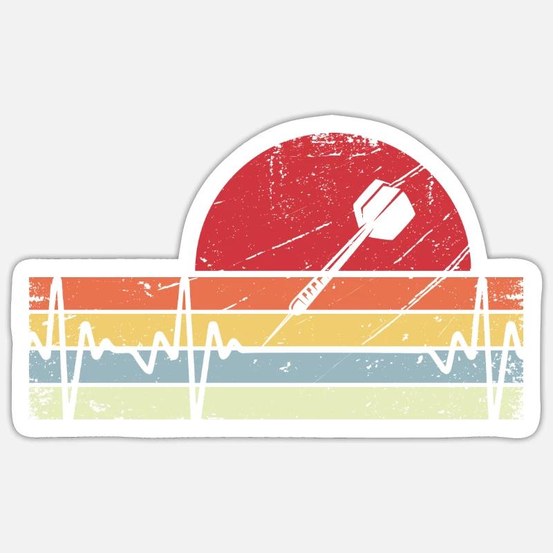 Lignes rétro - Heartbeat - Fléchettes - Sticker taille S (10 x 10 cm)