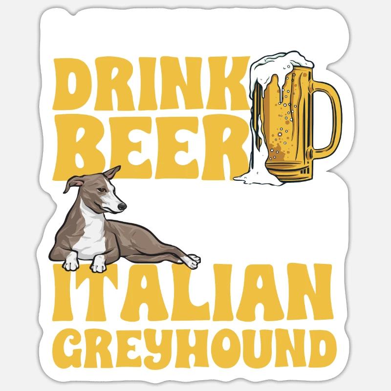Lévrier italien Greyhound Chiens - Sticker taille S (10 x 10 cm) - blanc mat