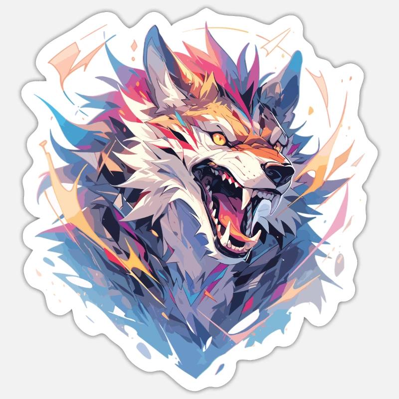 Wolf Polygon - Sticker Größe S (10 x 10 cm) - Mattweiß
