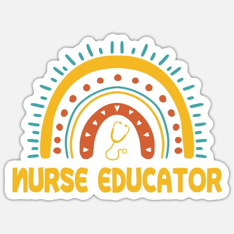 Infirmière instructrice Boho Rainbow - Sticker taille S (10 x 10 cm) - blanc mat
