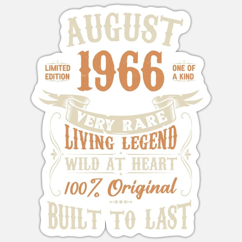 August 1966 Geburtstagsgeschenk Sticker Größe S (10 x 10 cm)