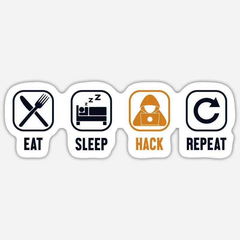 Eat Sleep Hack Repeat Sniffer Social Engineering Sticker Größe S (10 x 10 cm)