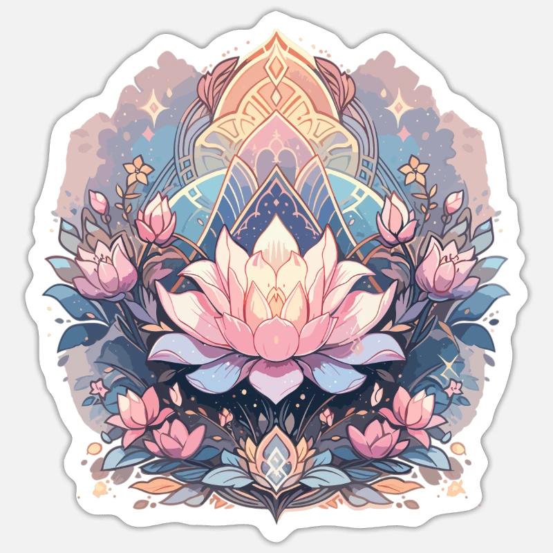 Fleur de lotus - Sticker taille S (10 x 10 cm) - blanc mat