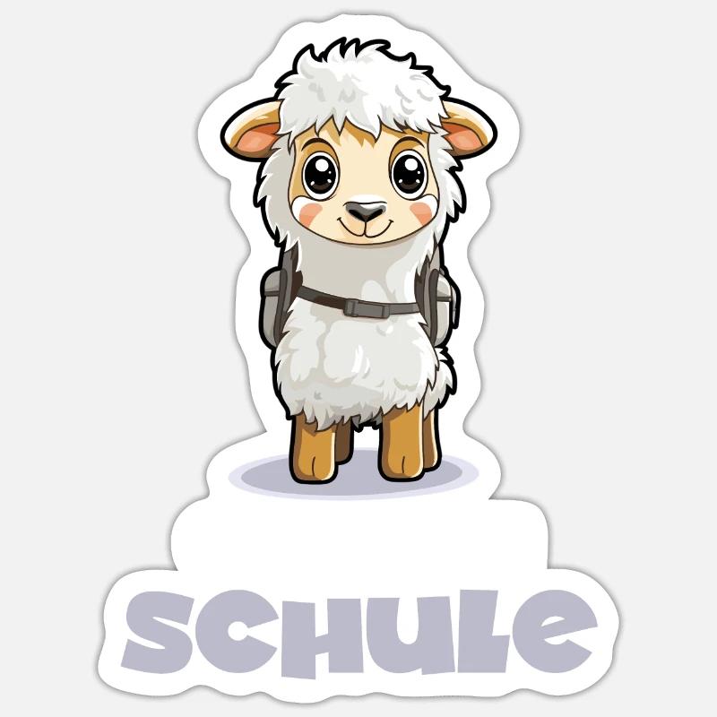 Endlich Schule Lama - Sticker Größe S (10 x 10 cm) - Mattweiß