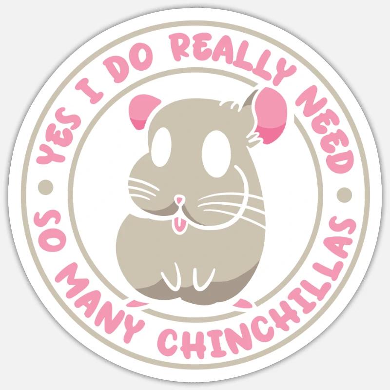 Idée cadeau Chinchilla Lover - Sticker taille S (10 x 10 cm) - blanc mat