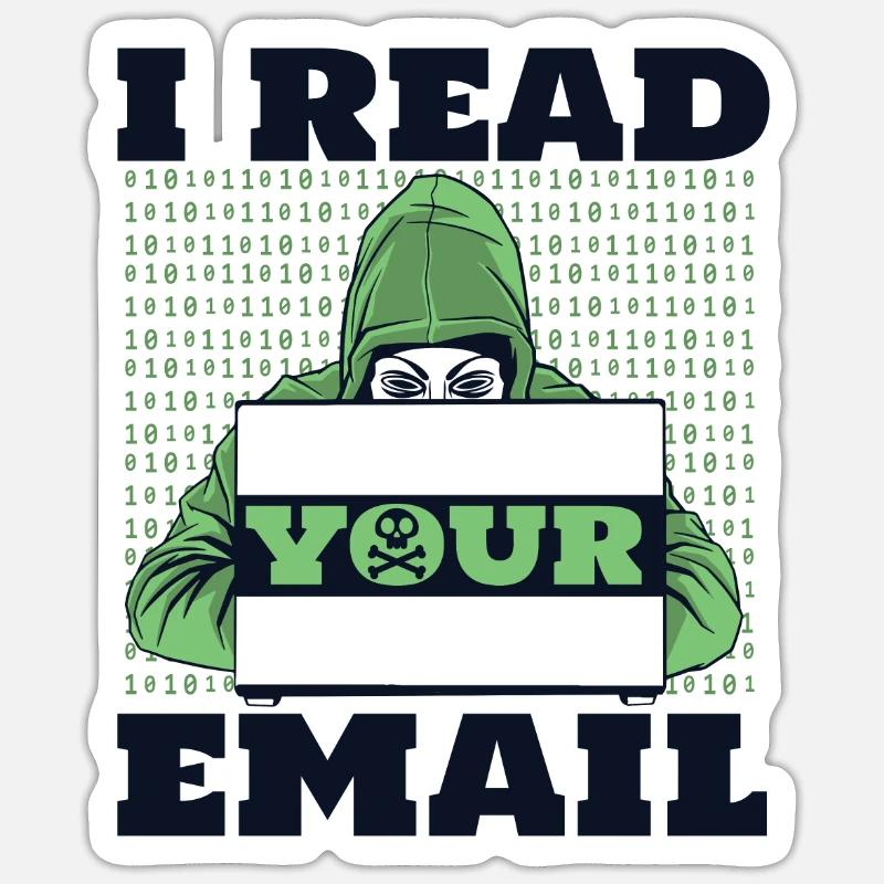 Je lis votre e-mail Sniffer Social Engineering Sticker taille S (10 x 10 cm)