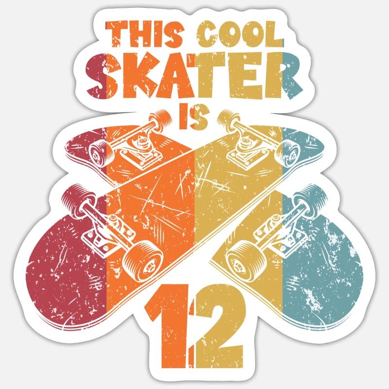 This cool skater is 12 - Sticker Größe S (10 x 10 cm) - Mattweiß