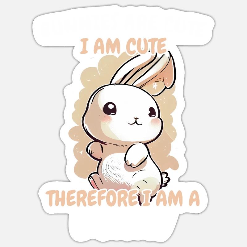 Lapin Lapin Animal Lapin - Sticker taille S (10 x 10 cm) - blanc mat