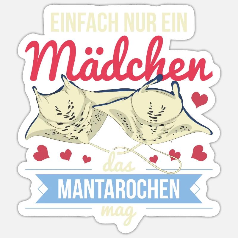 Ozean Tier Meerestier Mädchen Geschenk Mantarochen - Sticker Größe S (10 x 10 cm) - Mattweiß