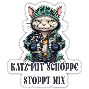 Apfelwein und Katzen Design - Sticker Größe S (10 x 10 cm) - Mattweiß - Vorne
