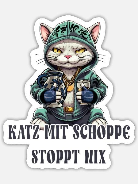 Apfelwein und Katzen Design - Sticker Größe S (10 x 10 cm) - Mattweiß