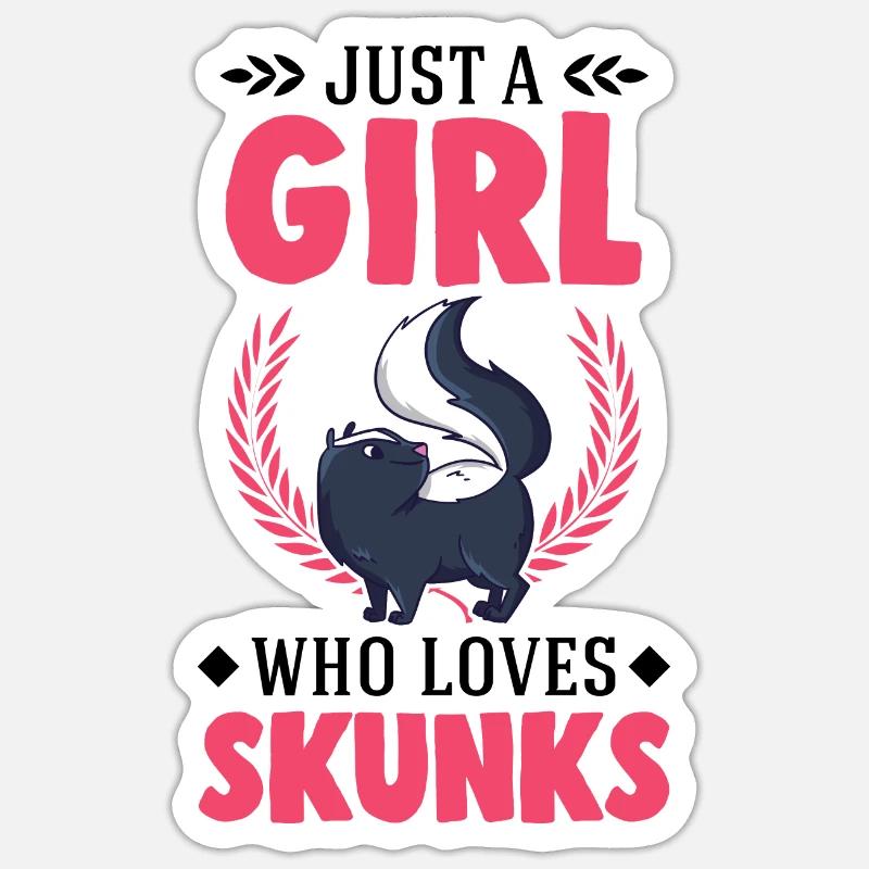 Stinktier Mädchen - Sticker Größe S (10 x 10 cm) - Mattweiß