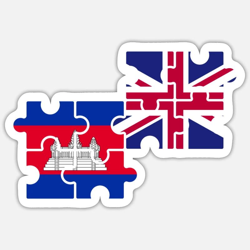 Cambodia UK Flag British Cambodian Sticker size S (10 x 10 cm)