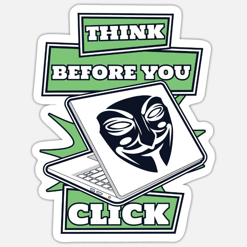Think Before You Click Social Engineering Sticker size S (10 x 10 cm)