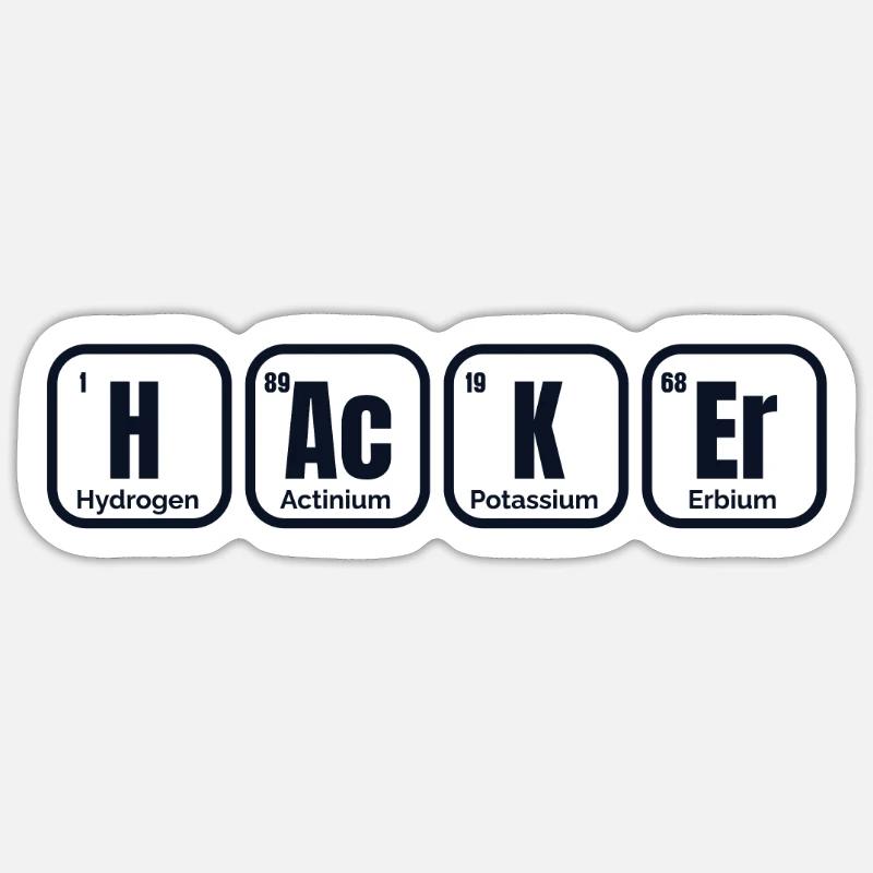 Hacker Tableau périodique des éléments Phishing Sticker taille S (10 x 10 cm)