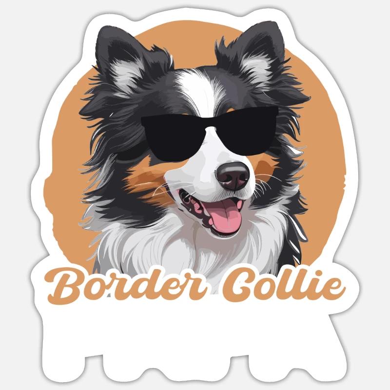 Border Collie Papa - Sticker taille S (10 x 10 cm) - blanc mat