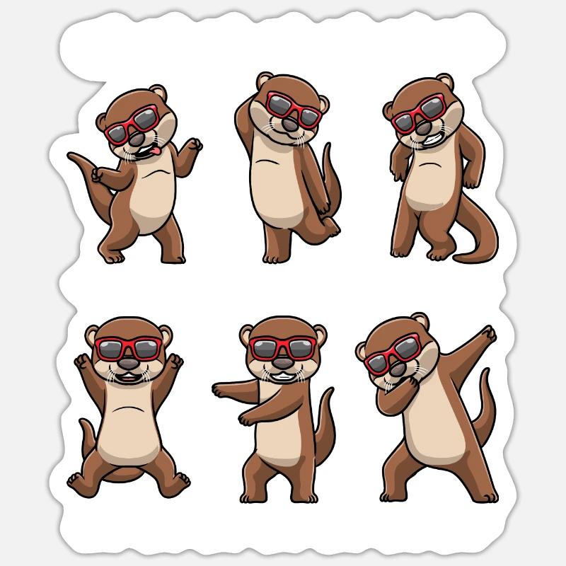 Dancing otter with sunglasses - Sticker size S (10 x 10 cm) - white matte