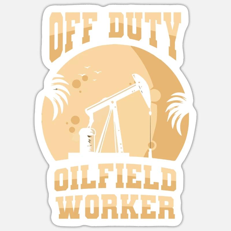 Ölfeld Bohrinsel Cool - Sticker Größe S (10 x 10 cm) - Mattweiß