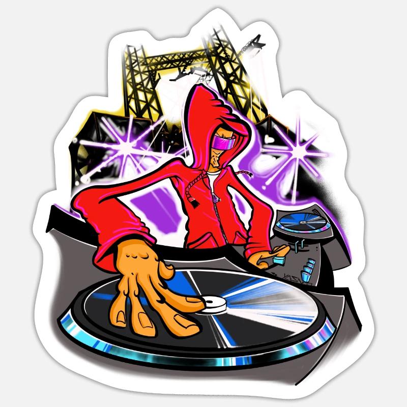 DJing - Sticker taille S (10 x 10 cm) - blanc mat