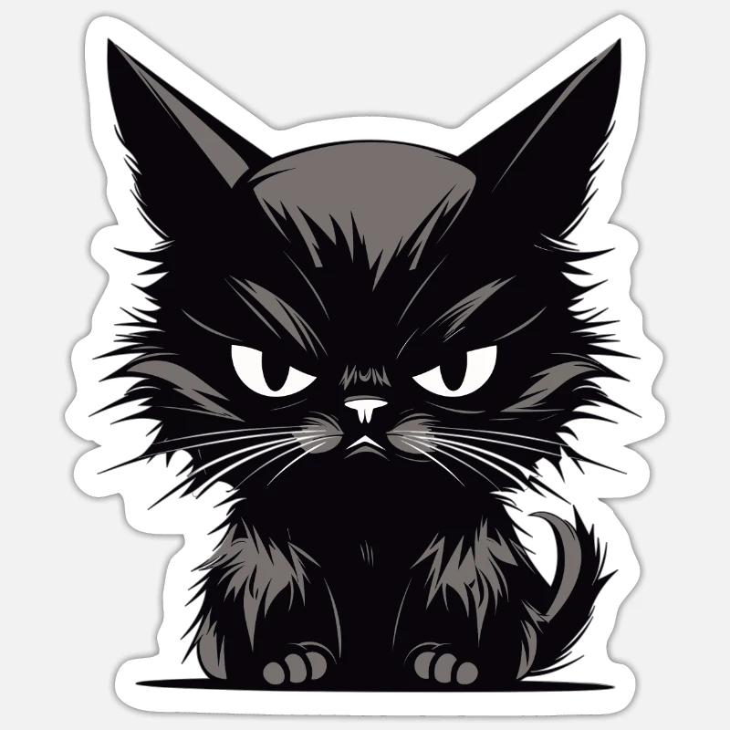 Katzen Genervte Katze Böser Stubentiger - Sticker Größe S (10 x 10 cm) - Mattweiß