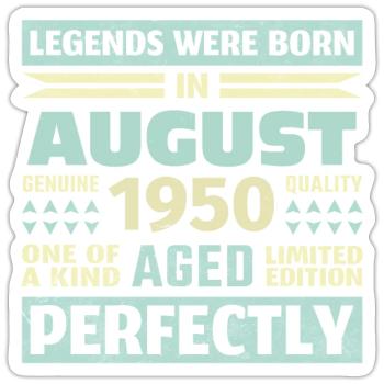 73. Geburtstag August Jahrgang 1950 Vintage - Sticker Größe S (10 x 10 cm) - Mattweiß - Vorne