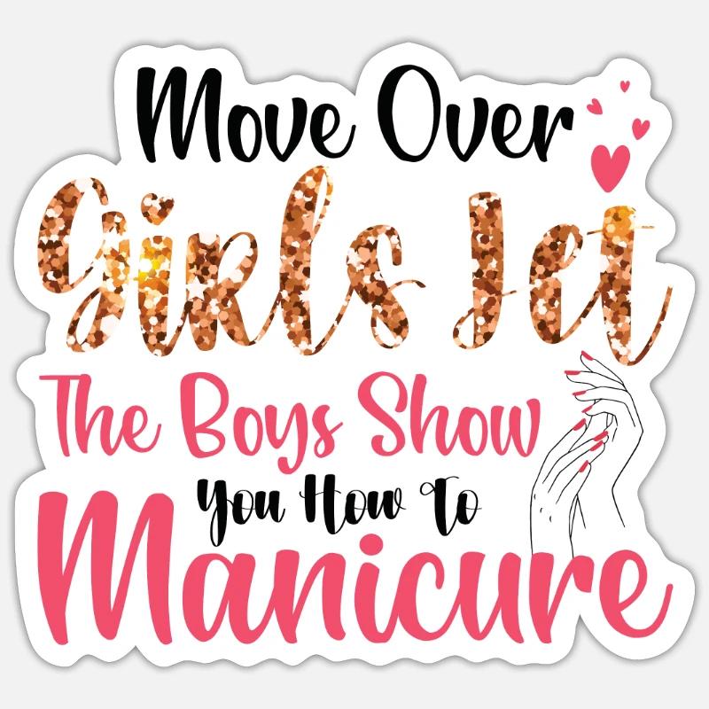 Platz Da, Mädchen - Nageltechnikerinnen - Sticker Größe S (10 x 10 cm) - Mattweiß