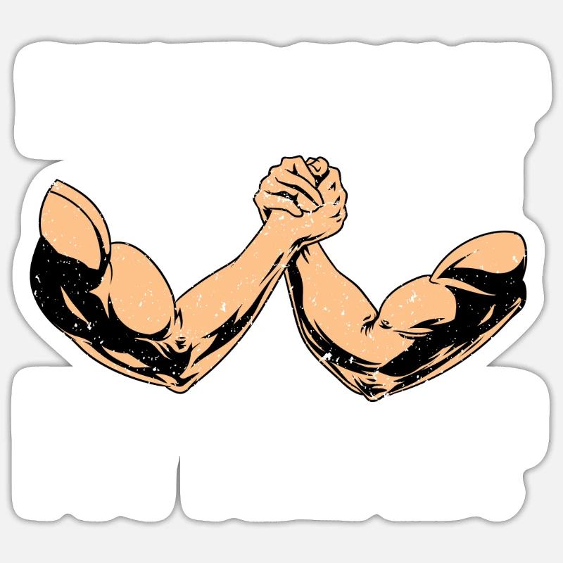 Bras de fer - Sticker taille S (10 x 10 cm) - blanc mat