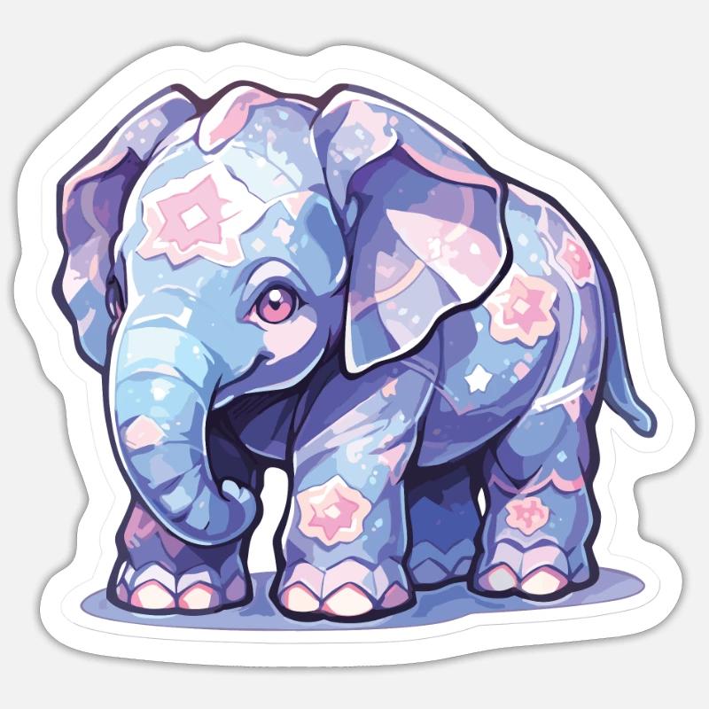 Éléphant Éléphant Éléphant Bébé Pachyderme - Sticker taille S (10 x 10 cm) - blanc mat