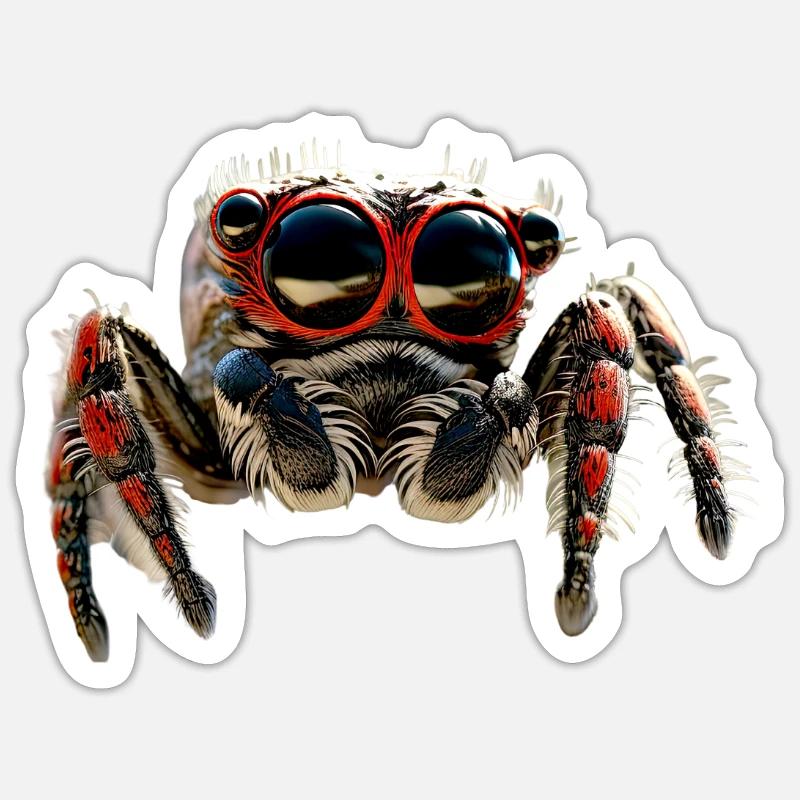 Araignée sauteuse tarentule tarentule araignée - Sticker taille S (10 x 10 cm) - blanc mat