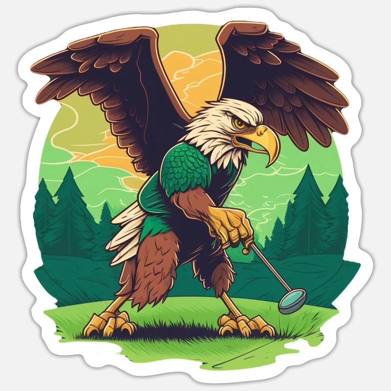 Golf-playing eagle - Sticker size S (10 x 10 cm) - white matte