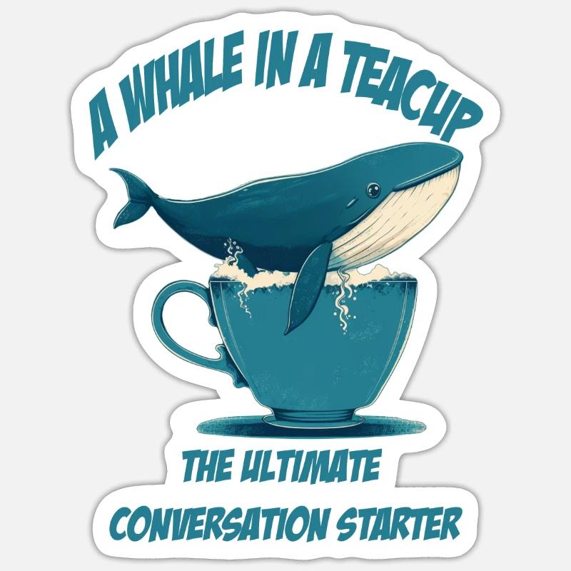 Whale in teacup conversation starter Sticker size S (10 x 10 cm)