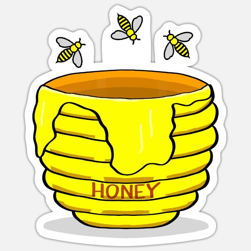 Honigtopf mit Honigbienen süßes Geschenk - Sticker Größe S (10 x 10 cm) - Mattweiß