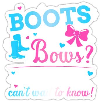 Geschlecht enthüllen Stiefel oder Schleifen Mama passend Baby - Sticker Größe S (10 x 10 cm) - Mattweiß - Vorne